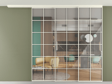 Перегородка Формато вдоль стены на потолок 3 створки с синхронным механизмом