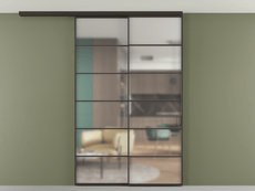 Перегородка Формато вдоль стены на потолок 2 створки с синхронным механизмом