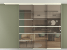 Перегородка Формато вдоль стены на потолок 3 створки с синхронным механизмом