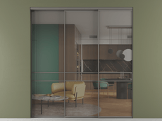 Перегородка Формато внутри проёма 3 створки с синхронным механизмом