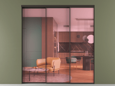 Перегородка Формато внутри проёма 3 створки с синхронным механизмом