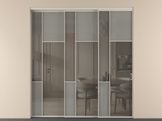 Перегородка Мозаик внутри проёма 3 створки с синхронным механизмом