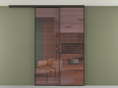 Перегородка Формато вдоль стены на потолок 2 створки с синхронным механизмом