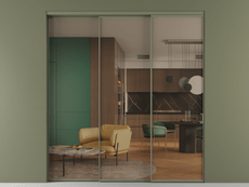 Перегородка Formato внутри проёма 3 створки с синхронным механизмом