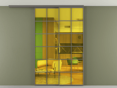 Перегородка Формато вдоль стены на потолок 2 створки с синхронным механизмом