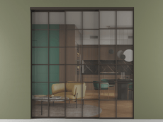 Перегородка Formato внутри проёма 3 створки с синхронным механизмом