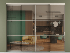 Перегородка Формато внутри проёма 4 створки с синхронным механизмом