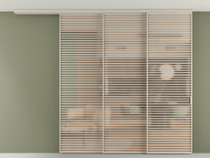 Перегородка Formato вдоль стены на потолок 3 створки с синхронным механизмом