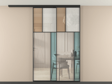 Перегородка Мозаик вдоль стены на потолок 2 створки с синхронным механизмом