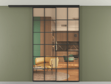 Перегородка Formato вдоль стены на потолок 2 створки с синхронным механизмом