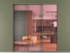 Перегородка Formato внутри проёма 3 створки с синхронным механизмом