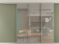 Перегородка Formato вдоль стены на потолок 3 створки с синхронным механизмом