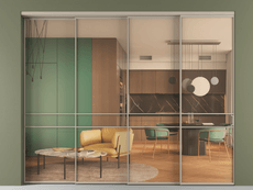 Перегородка Формато внутри проёма 4 створки с синхронным механизмом