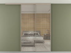 Перегородка Формато вдоль стены на потолок 2 створки с синхронным механизмом