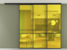 Перегородка Formato вдоль стены на потолок 3 створки с синхронным механизмом