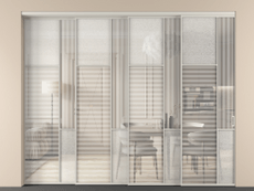 Перегородка Мозаик внутри проёма 4 створки с синхронным механизмом