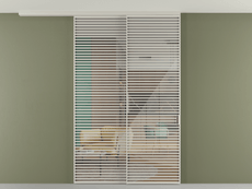 Перегородка Формато вдоль стены на потолок 2 створки с синхронным механизмом