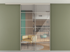 Перегородка Формато вдоль стены на потолок 2 створки с синхронным механизмом