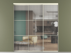 Перегородка Formato внутри проёма 3 створки с синхронным механизмом