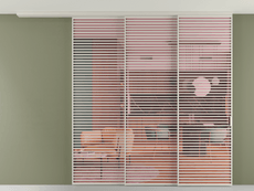 Перегородка Формато вдоль стены на потолок 3 створки с синхронным механизмом