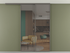 Перегородка Formato вдоль стены на потолок 2 створки с синхронным механизмом