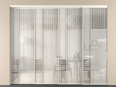 Перегородка Мозаик внутри проёма 4 створки с синхронным механизмом