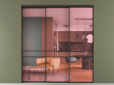 Перегородка Formato внутри проёма 3 створки с синхронным механизмом