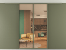 Перегородка Formato вдоль стены на потолок двустворчатая