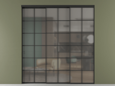 Перегородка Formato внутри проёма 3 створки с синхронным механизмом