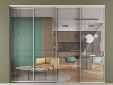 Перегородка Формато внутри проёма 4 створки с синхронным механизмом