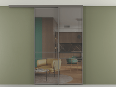 Перегородка Формато вдоль стены на потолок 2 створки с синхронным механизмом