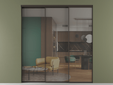 Перегородка Формато внутри проёма 3 створки с синхронным механизмом