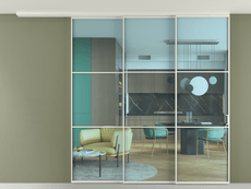 Перегородка Формато вдоль стены на потолок 3 створки с синхронным механизмом