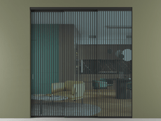 Перегородка Formato внутри проёма 3 створки с синхронным механизмом