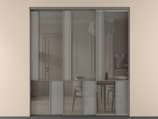 Перегородка Мозаик внутри проёма 3 створки с синхронным механизмом