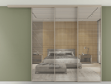 Перегородка Формато вдоль стены на потолок 3 створки с синхронным механизмом