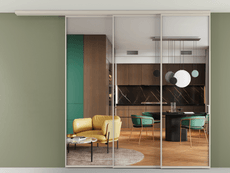 Перегородка Formato вдоль стены на потолок 3 створки с синхронным механизмом