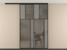 Перегородка Мозаик вдоль стены на потолок 2 створки с синхронным механизмом