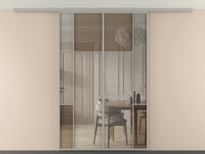 Перегородка Mosaic вдоль стены на потолок 2 створки