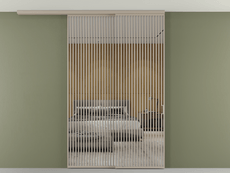 Перегородка Формато вдоль стены на потолок 2 створки с синхронным механизмом