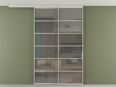 Перегородка Формато вдоль стены на потолок 2 створки с синхронным механизмом