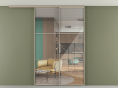 Перегородка Формато вдоль стены на потолок 2 створки с синхронным механизмом