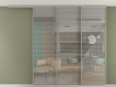 Перегородка Формато вдоль стены на потолок 3 створки с синхронным механизмом