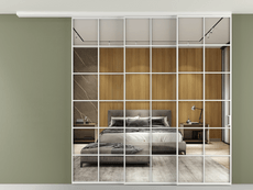 Перегородка Формато вдоль стены на потолок 3 створки с синхронным механизмом