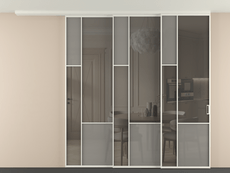 Перегородка Мозаик вдоль стены на потолок 3 створки с синхронным механизмом