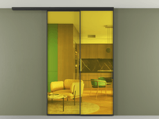 Перегородка Formato вдоль стены на потолок 2 створки с синхронным механизмом