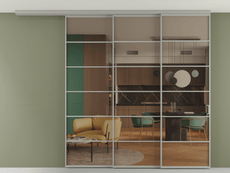 Перегородка Формато вдоль стены на потолок 3 створки с синхронным механизмом