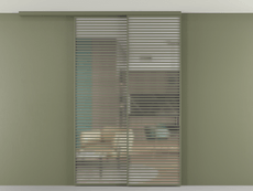 Перегородка Формато вдоль стены на потолок 2 створки с синхронным механизмом