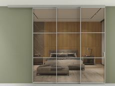 Перегородка Formato вдоль стены на потолок 3 створки с синхронным механизмом