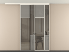 Перегородка Мозаик вдоль стены на потолок 2 створки с синхронным механизмом